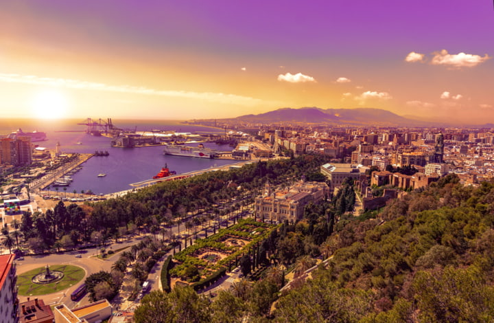 Blick auf Málaga City