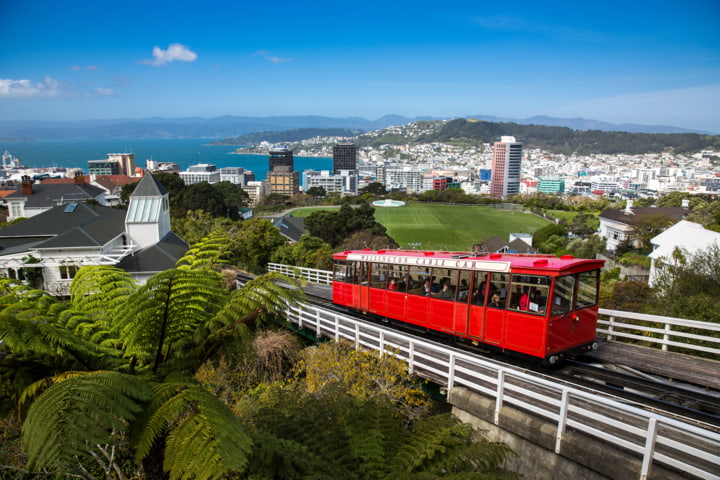 Blick auf die Wellington Cable Car