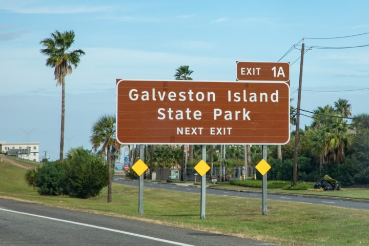 Beschilderung des Galveston Inselparkes