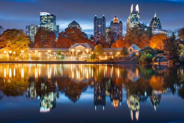 Blick auf den Piemont Park in Atlanta