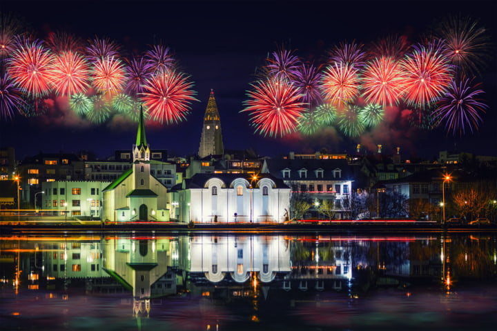 Neujahrsfeuerwerk in Reykjavík